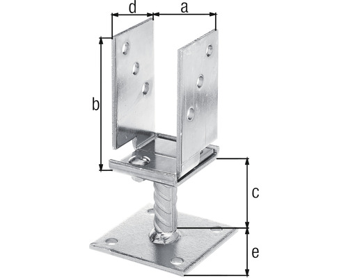 Pfostenträger mit Maßangaben