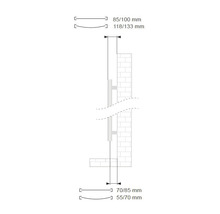 Illustration der Wandmontage mit Maßangaben in Millimetern