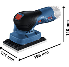 Bosch Professional Flächenschleifer mit den Maßen 110 mm Höhe, 131 mm Breite und 196 mm Länge