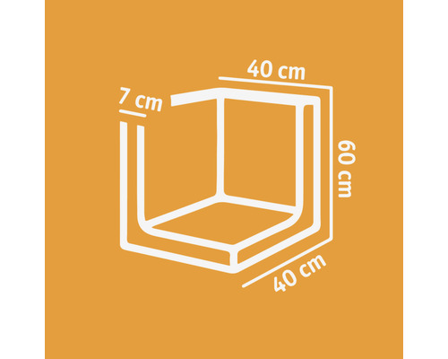 Technische Zeichnung einer Duschkabine mit Maßangaben: 40 cm Breite, 60 cm Höhe, 7 cm Tiefe