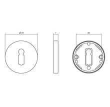 Rosettenpaar Intersteel BB rund verdeckt schwarz matt Ø 49 mm
