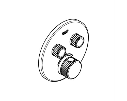 Grohe Logo auf Thermostatarmatur mit drei Drehknöpfen