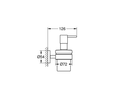 Technische Zeichnung eines Seifenspenders mit Maßangaben