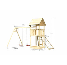 Spielturm mit Schaukel und Leiter mit Abmessungen