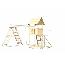 Spielturm aus Holz mit Schaukel und Leiter, Maße 308 x 264 x 291 cm
