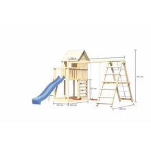 Spielturm aus Holz mit Rutsche, Schaukel und Kletterleiter