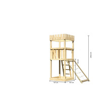 Holzspielturm mit Leiter und Abmessungen