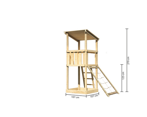 Spielturm aus Holz mit Leiter und Abmessungen