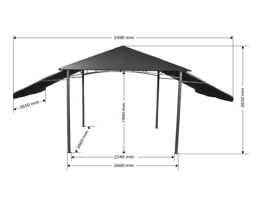 Abmessungen Pavillon im Überblick