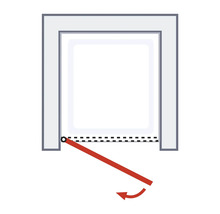 Illustration einer Garagentor-Schwingfunktion mit Pfeil
