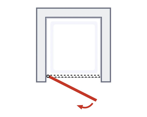 Illustration einer Garagentor-Schwingfunktion mit Pfeil