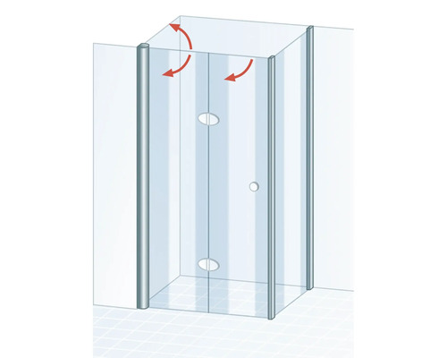 Dusche mit Schwingtür aus Glas