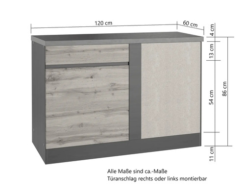 Sideboard mit Schublade und Tür, circa 120 cm breit