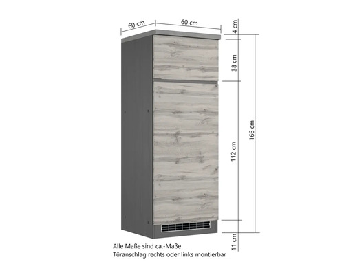 Hochschrank mit den Maßen 60 mal 60 mal 166 Zentimeter