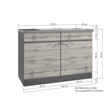 Waschbeckenunterschrank mit zwei Türen und Arbeitsplatte