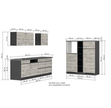 Küchenzeilenkonfiguration mit Maßen