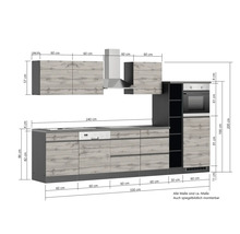 Küchenzeile mit Maßen für die Planung