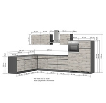 Küchenzeile mit Maßen für die Küchenplanung