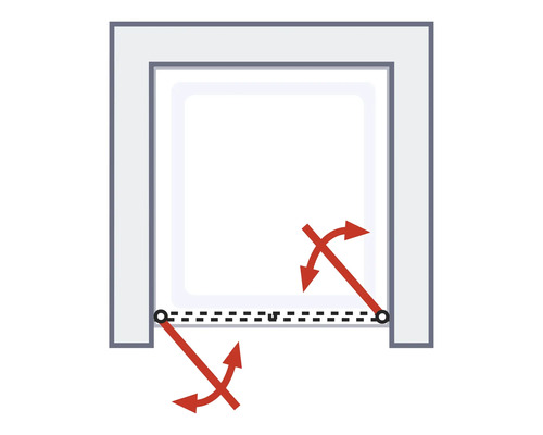 Darstellung der Türmontage mit Pfeilen, die die Bewegung anzeigen