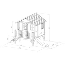 Illustration eines Spielhauses mit Maßen