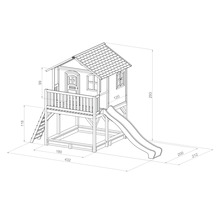 Spielhaus mit Stelzen axi Marc 432 x 212 cm Holz braun inkl. Rutsche grün