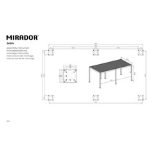 Montageanleitung für Mirador Pavillon 3x6 Meter mit Maßangaben