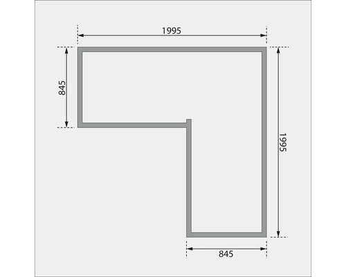 Grundriss mit Maßen: 1995 x 845 mm