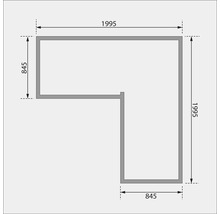 Grundrisszeichnung mit den Maßen 1995 und 845