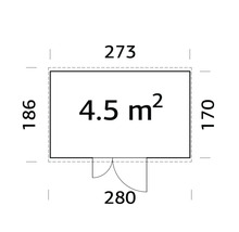 Grundriss mit Abmessungen und einer Fläche von 4,5 Quadratmetern