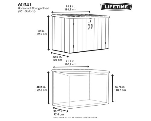 Technische Zeichnung eines Gerätehauses mit Maßangaben