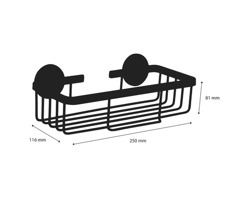Duschablage aus Metall mit den Maßen 250 x 116 x 81 Millimeter