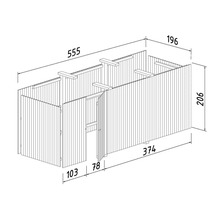 Geräteraum Palmako für Carport Karl 40,6 m² 555 x 196 cm tauchgrundiert-thumb-2