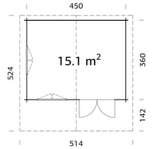 Gartenhaus Palmako Helena 15,1 m² inkl. Fußboden und Vordach 450 x 360 cm tauchgrundiert braun-thumb-6 Gartenhaus Palmako Helena 15,1 m² inkl. Fußboden und Vordach 450 x 360 cm tauchgrundiert braun-thumb-6
