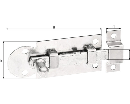 Türriegel mit Maßen a, b und d