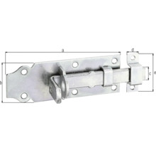 Metallischer Schubriegel mit Maßangaben.