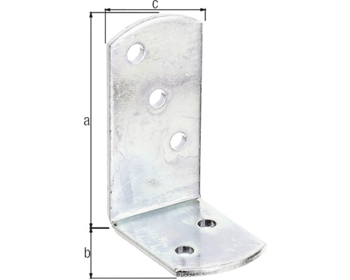 Winkelverbinder mit Bohrlöchern und Maßangaben