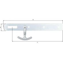 Metallischer Fensterladenhalter mit den Maßen a, b und c