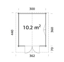Gartenhaus Palmako Sally 10,2 m² inkl. Fußboden und Vordach 300 x 360 cm tauchgrundiert-thumb-2 Gartenhaus Palmako Sally 10,2 m² inkl. Fußboden und Vordach 300 x 360 cm tauchgrundiert-thumb-2