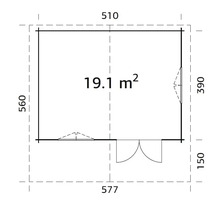 Gartenhaus Palmako Sally 19,1 m² inkl. Fußboden und Vordach 510 x 390 cm tauchgrundiert-thumb-3 Gartenhaus Palmako Sally 19,1 m² inkl. Fußboden und Vordach 510 x 390 cm tauchgrundiert-thumb-3