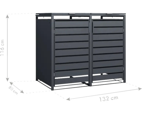 Doppel Mülltonnenbox mit den Maßen 116 x 132 x 80 cm