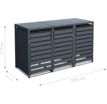 Mülltonnenbox WESTMANN Kubus 3 80 x 200 x 116 cm anthrazit