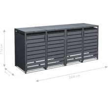Mülltonnenbox WESTMANN Kubus 4 80 x 264 x 116 cm anthrazit