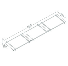Technische Zeichnung eines 452 Zentimeter langen und 94 Zentimeter breiten Hochbeets