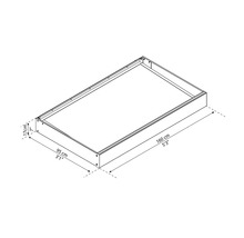 Abmessungen eines Bettgestells: 160 cm Länge, 95 cm Breite, 17 cm Höhe.