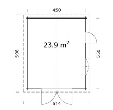 Grundrisszeichnung eines Gartenhauses mit einer Fläche von 23.9 Quadratmetern