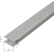 Aluminium H-Profil mit Maßangaben
