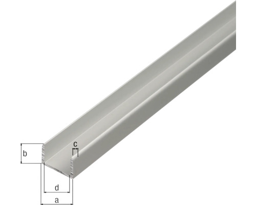 U-Profil aus Aluminium mit Maßangaben