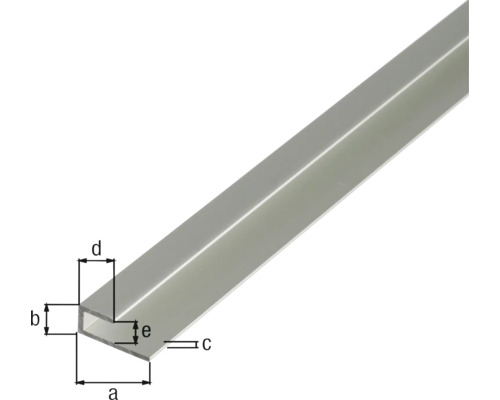 Aluminium U-Profil mit Maßangaben