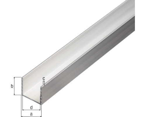 Aluminium U-Profil mit Maßangaben