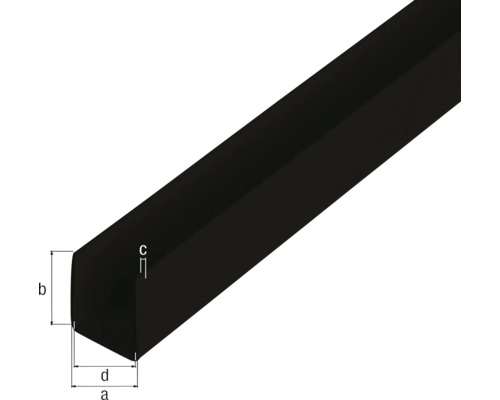 U-Profil schwarz 21 x 10 x 1 mm 1,0 mm , 2,6 m